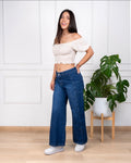 ✨ Wide Leg Denim Tiro Alto Premium