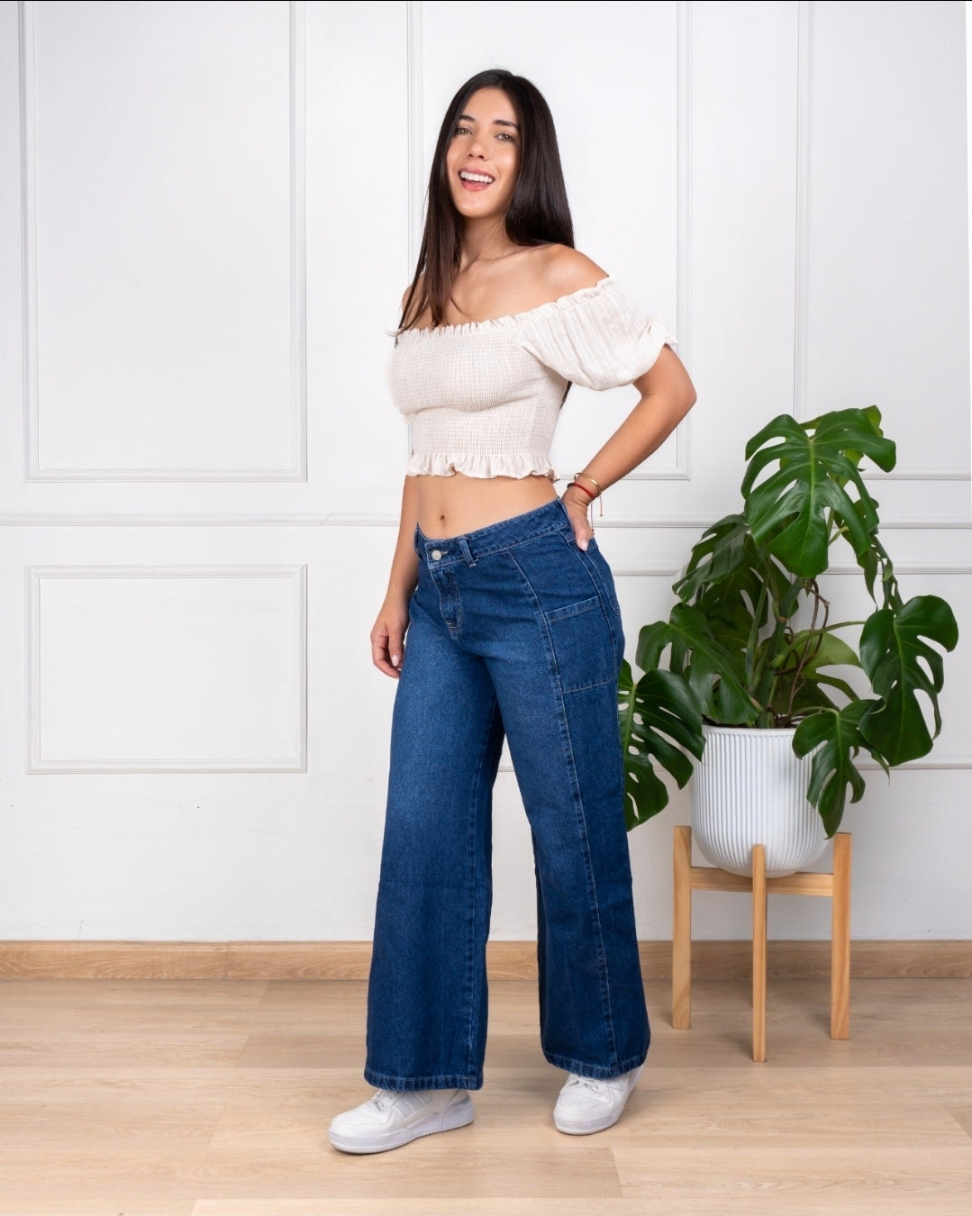 ✨ Wide Leg Denim Tiro Alto Premium