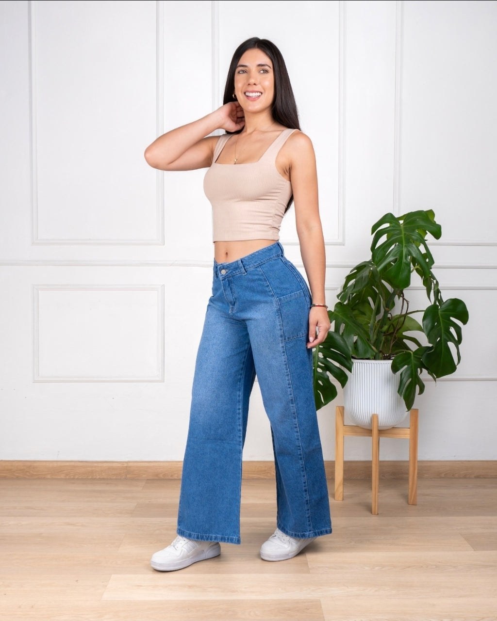 ✨ Wide Leg Denim Tiro Alto Premium